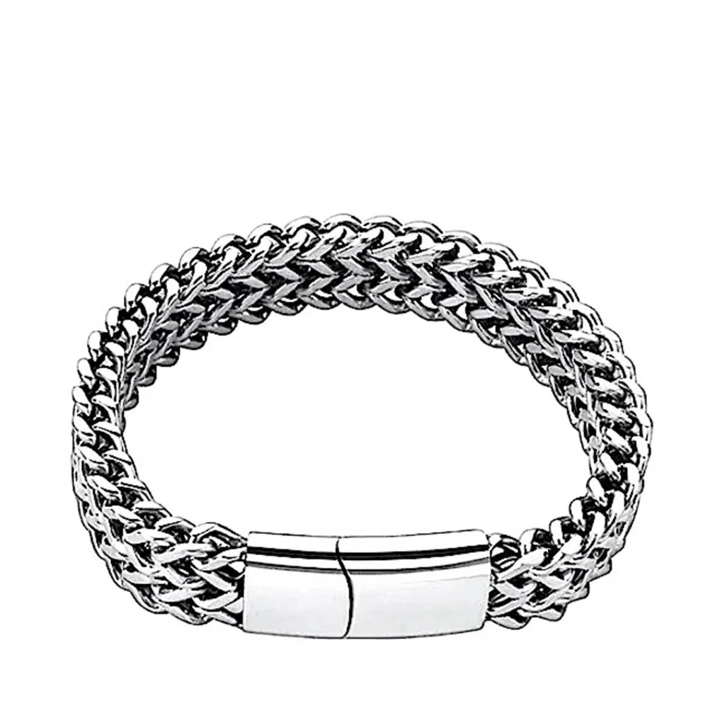 Stainless Steel Cuban Chain Magnetic Closure Hip Hop Bracelet